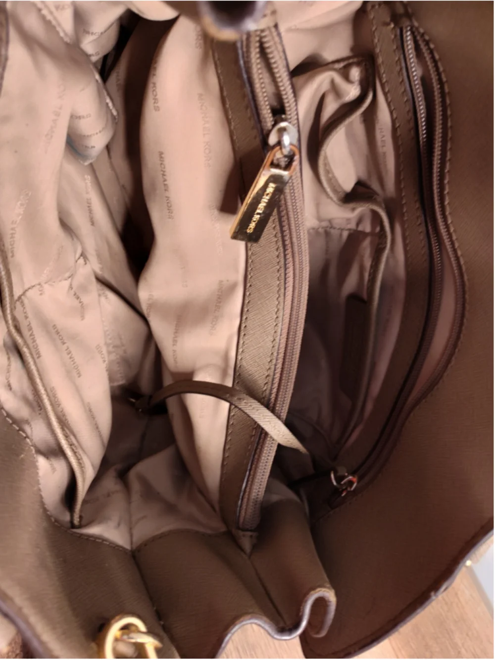 Women's Michael Kors Satchel Bag One Size Taupe Gold
